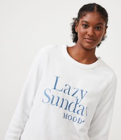 Pijama Largo en Fleece con Bordado y Estampado de Cuadros 3