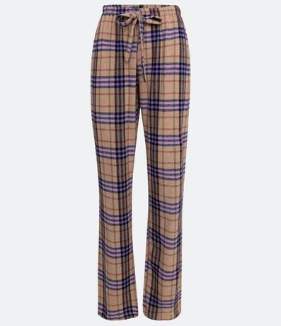 Pantalón de Pijama en Franela con Estampado de Cuadros 5