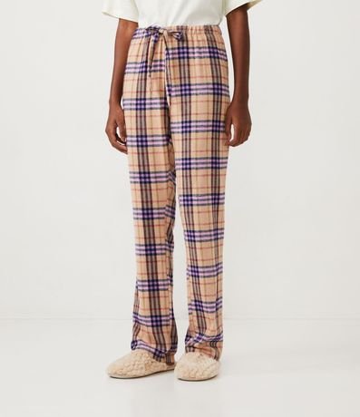 Pantalón de Pijama en Franela con Estampado de Cuadros 2