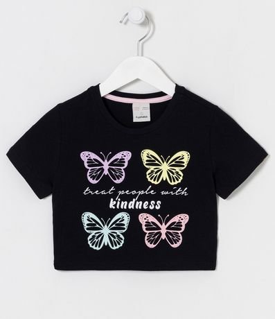 Blusa Cropped Infantil con Estampado de Mariposas - Talle 5 a 14 años 1