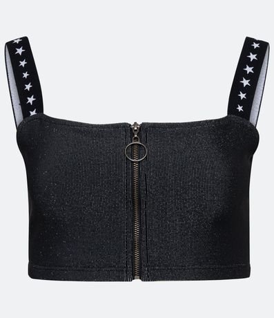 Blusa Cropped en Ribana con Estampado Estrella en los Tirantes 5