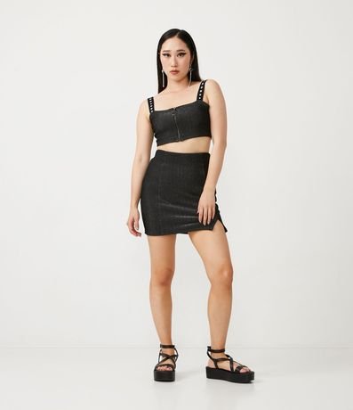 Blusa Cropped en Ribana con Estampado Estrella en los Tirantes 2