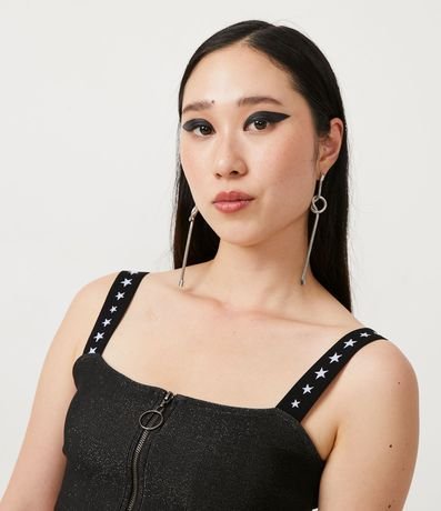 Blusa Cropped en Ribana con Estampado Estrella en los Tirantes 4