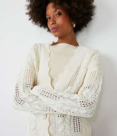 Cardigan en Punto con Detalles Texturizados y Huecos 3