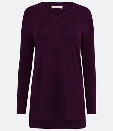 Blusa de Punto con Escote V Texturizada con Barra Mullet 5