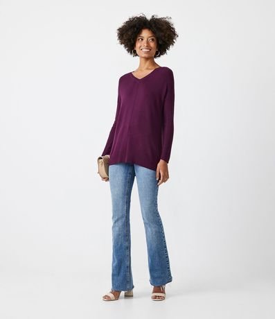 Blusa de Punto con Escote V Texturizada con Barra Mullet 2