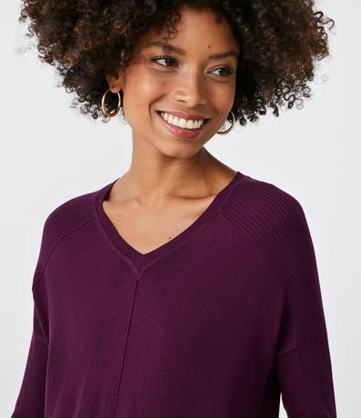 Blusa de Punto con Escote V Texturizada con Barra Mullet 4