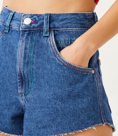 Short Cintura Alta en Jeans con Barra de hilo y Pespuntes de Fijación 4