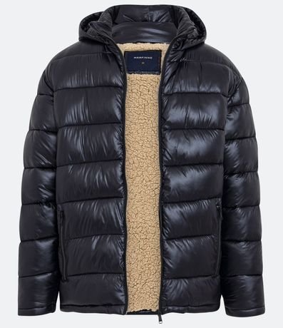 Campera Puffer en Poliamida con Gajos y Forro de Sherpa 11