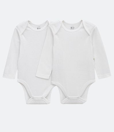Kit 02 Bodies Infantiles en Rib con Manga Larga - Talle RN a 24 meses