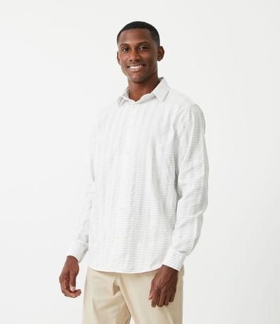 Camisa Comfort en Algodón Texturizado con Rayas