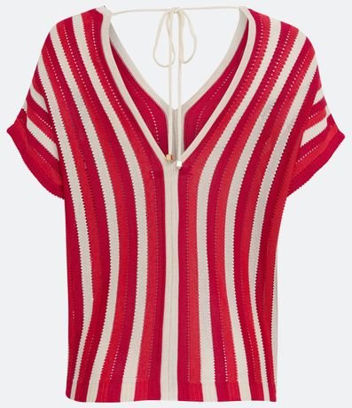 Blusa de Punto Rayada con Escote V 7