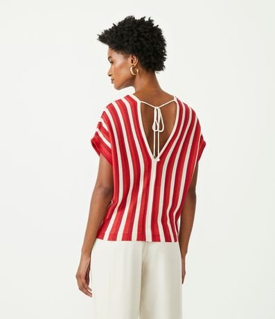 Blusa de Punto Rayada con Escote V 3