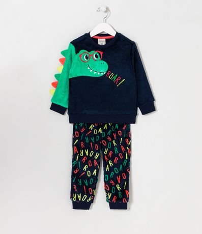 Pijama Infantil en Fleece con Estampado Interactivo de Dinosaurio - Talle 1 a 4 años