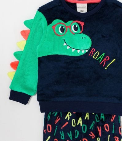 Pijama Infantil en Fleece con Estampado Interactivo de Dinosaurio - Talle 1 a 4 años 3