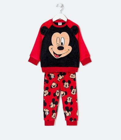 Pijama Largo Infantil en Fleece con Bordado Mickey Mouse - Talle 1 a 4 años