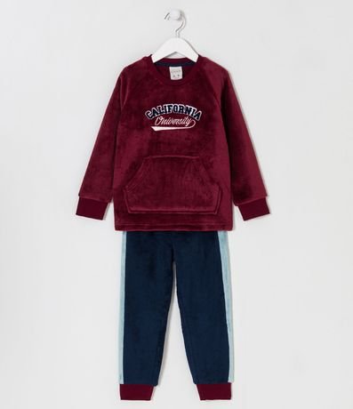 Pijama Largo Infantil en Fleece con Bordado Califórnia - Talle 5 a 14 años 1