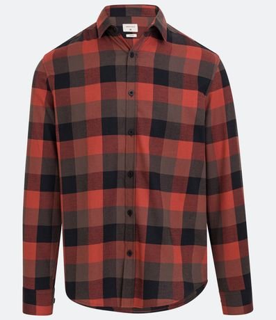 Camisa Comfort en Algodón con Estampado de Cuadros y Mangas Largas 8
