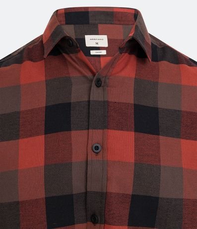 Camisa Comfort en Algodón con Estampado de Cuadros y Mangas Largas 10