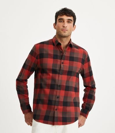 Camisa Comfort en Algodón con Estampado de Cuadros y Mangas Largas 2