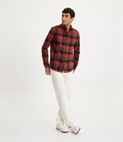 Camisa Comfort en Algodón con Estampado de Cuadros y Mangas Largas 3
