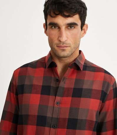 Camisa Comfort en Algodón con Estampado de Cuadros y Mangas Largas 6