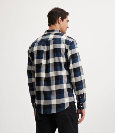 Camisa Comfort en Algodón con Estampado de Cuadros y Mangas Largas 3