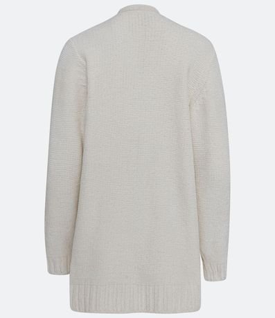 Campera Abierta AlargadA en Chenille Acanelado con Bolsillos 7