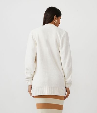 Campera Abierta AlargadA en Chenille Acanelado con Bolsillos 3