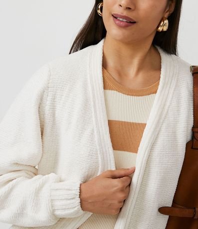 Campera Abierta AlargadA en Chenille Acanelado con Bolsillos 4