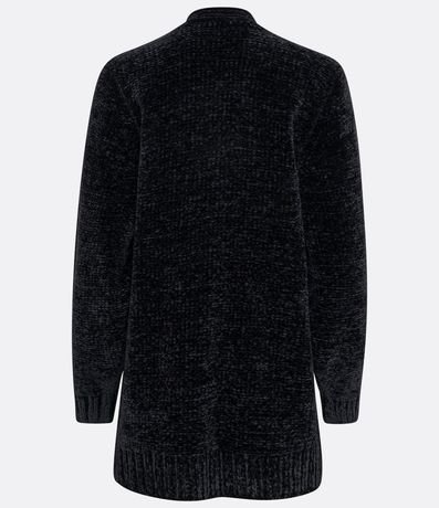 Campera Abierta AlargadA en Chenille Acanelado con Bolsillos 2