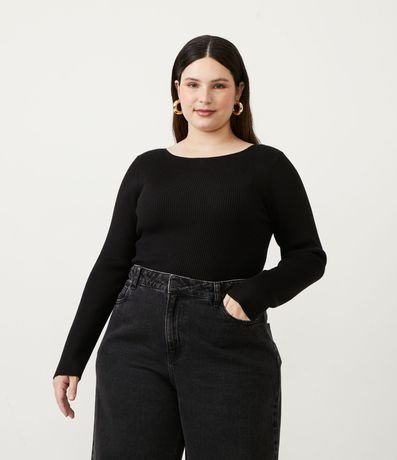 Suéter en Punto con Cuello Canoa Curve & Plus Size