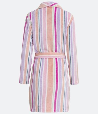 Robot Corto en Fleece con Lazo en la Cintura y Estampado Rayada 2