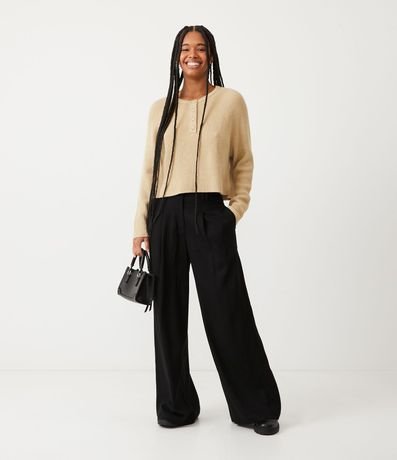 Buzo Suéter de Punto Acanalado con Botones en el Cuello 2