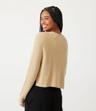 Buzo Suéter de Punto Acanalado con Botones en el Cuello 3