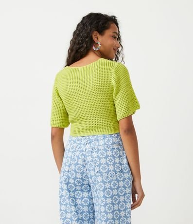 Blusa Cropped de Punto Diferenciado y Manga Corta 3
