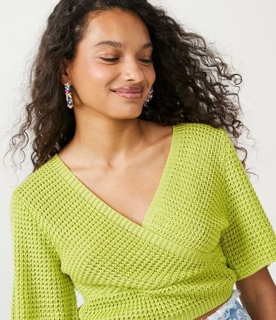 Blusa Cropped de Punto Diferenciado y Manga Corta 4