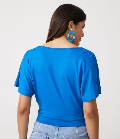 Blusa Corta Lisa en Viscose con Escote en V Transpasado 3