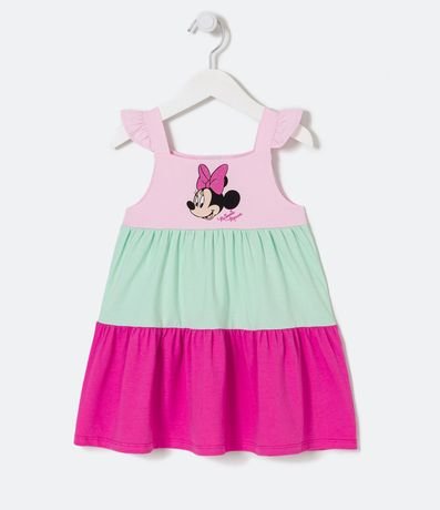Vestido Infantil Estampado Minnie y Tirante con Volado - Talle 1 a 6 años 1