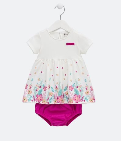 Vestido Infantil con Bombacha y Estampado Floral - Talle 0 a 18 meses 1