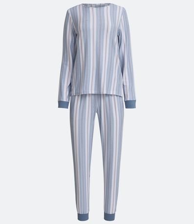 Pijama Largo con Puño en Ribana y Estampado Rayado 6