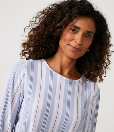 Pijama Largo con Puño en Ribana y Estampado Rayado 3