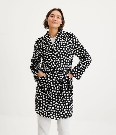 Robot Corto en Fleece Estampado de Lunares