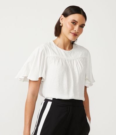 Blusa en Viscosa con Manga Amplia y Fruncido Delantero 1