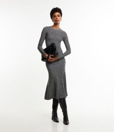 Vestido Midi en Punto con Volado en la Barra 5