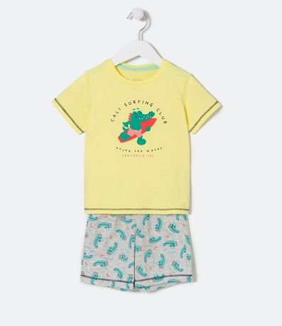 Pijama Corto Infantil Estampado Cocodrilo Surf - Talle 1 a 4 años 1
