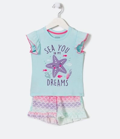 Pijama Corto Infantil Estampado Estrella del Mar - Talle 1 a 4 años 1