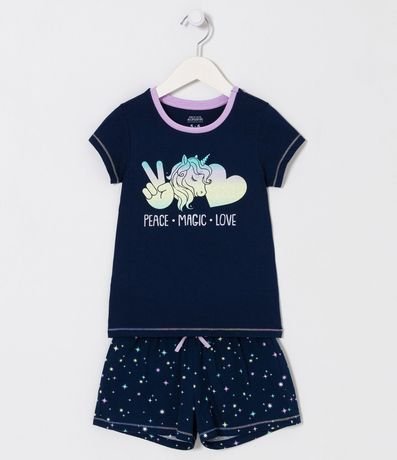 Pijama Corto Infantil Estampado Unicórnio - Talle 5 a 14 años 1