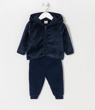 Conjunto Infantil en Fleece con Saco Capucha y Pantalón - Talle RN a 18 meses 1