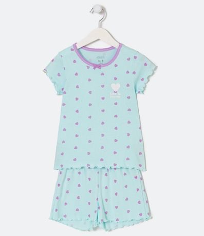 Pijama Corto Infantil Estampado Mini Corazones - Talle 5 a 14 años 1